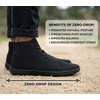 image:imageWHITIN Mens High Top Minimalist Barefoot Shoes  Wide Toe Box  Zero Drop SoleAll Black