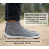 image:imageWHITIN Mens High Top Minimalist Barefoot Shoes  Wide Toe Box  Zero Drop SoleLight Grey