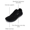 image:imageWHITIN Mens Wide Barefoot Shoes  Stylish Canvas Minimalist Sneakers  Zero Drop SoleBlack