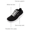 image:imageWHITIN Wide Toe Box Barefoot Sneakers for Women  Lightweight Canvas Minimalist ShoesBlack White