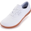 image:imageWHITIN Mens Wide Canvas Barefoot Sneakers  Zero Drop Sole  Minimalist FootwearW87  White Gum