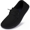 image:imageWHITIN Womens Slip On Barefoot Wide Loafers  LaceUp amp MocToe Casual Boat ShoesBlack