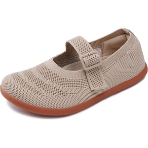 image:imageWHITIN Girls Barefoot Mary Jane Flats  Wide Toe Box Dress School Shoes for LittleBig Kids  Zero Drop Adjustable StrapsW9k01  Beige
