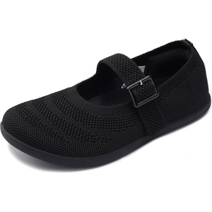 image:imageWHITIN Girls Barefoot Mary Jane Flats  Wide Toe Box Dress School Shoes for LittleBig Kids  Zero Drop Adjustable StrapsW9k01  Black