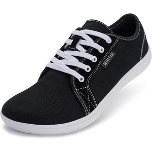 image:imageWHITIN Mens Canvas Barefoot Shoes  Wide ToeBox  ZeroDrop SoleW81 V2  Black White Canvas