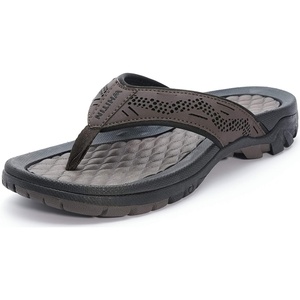 image:imageWHITIN Mens Flip Flops  Outdoor Thong Sandals  Arch Support  Slip ResistantBrown