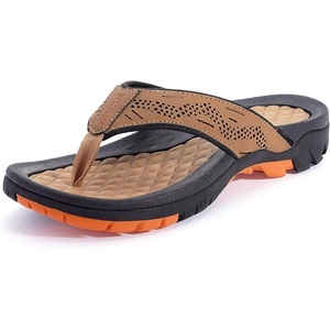 image:imageWHITIN Mens Flip Flops  Outdoor Thong Sandals  Arch Support  Slip ResistantOrange Brown
