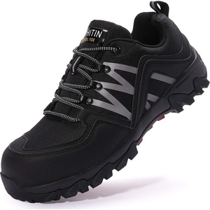 image:imageWHITIN Mens Steel Toe Slip Resistant Puncture Proof Construction Safety Work ShoesBlack