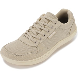 image:imageWHITIN Mens Wide Barefoot Shoes  Stylish Canvas Minimalist Sneakers  Zero Drop SoleBeige