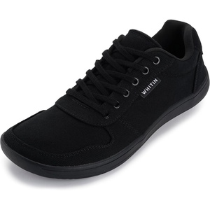 image:imageWHITIN Mens Wide Barefoot Shoes  Stylish Canvas Minimalist Sneakers  Zero Drop SoleBlack