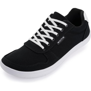 image:imageWHITIN Mens Wide Barefoot Shoes  Stylish Canvas Minimalist Sneakers  Zero Drop SoleBlack White