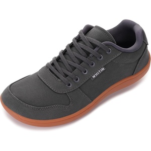 image:imageWHITIN Mens Wide Barefoot Shoes  Stylish Canvas Minimalist Sneakers  Zero Drop SoleGrey Gum