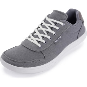 image:imageWHITIN Mens Wide Barefoot Shoes  Stylish Canvas Minimalist Sneakers  Zero Drop SoleGrey White