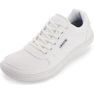 image:imageWHITIN Mens Wide Barefoot Shoes  Stylish Canvas Minimalist Sneakers  Zero Drop SoleWhite