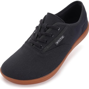 image:imageWHITIN Mens Wide Canvas Barefoot Sneakers  Zero Drop Sole  Minimalist FootwearW87  Volcanic Grey