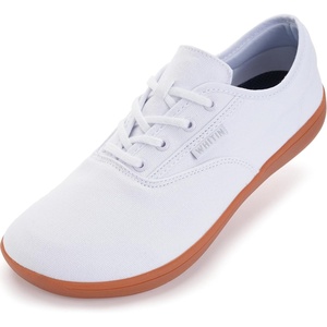 image:imageWHITIN Mens Wide Canvas Barefoot Sneakers  Zero Drop Sole  Minimalist FootwearW87  White Gum