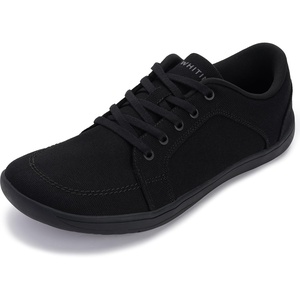 image:imageWHITIN Mens Wide Canvas Barefoot amp Minimalist Shoes  Zero Drop SoleW892  All Black
