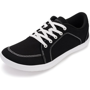 image:imageWHITIN Mens Wide Canvas Barefoot amp Minimalist Shoes  Zero Drop SoleW892  BlackWhite