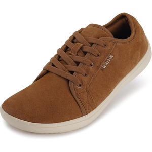 image:imageWHITIN Mens Wide Genuine Leather Barefoot Shoes  Minimalist Fashion Sneakers  Zero Drop SoleW81v5 Brown