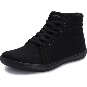 image:imageWHITIN Mens Wide Hitop Minimalist Barefoot Sneakers  Zero Drop Sole  Cushioned Ankle SupportAll Black