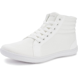 image:imageWHITIN Mens Wide Hitop Minimalist Barefoot Sneakers  Zero Drop Sole  Cushioned Ankle SupportAll White