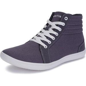 image:imageWHITIN Mens Wide Hitop Minimalist Barefoot Sneakers  Zero Drop Sole  Cushioned Ankle SupportGrey White