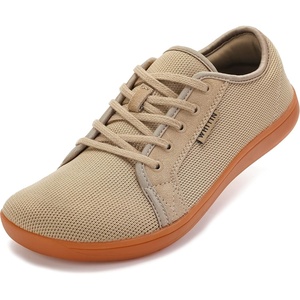 image:imageWHITIN Mens Wide Minimalist Barefoot Sneakers  Zero Drop Sole  Optimal RelaxationW81 Light Brown Gum