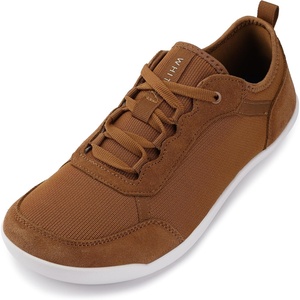 image:imageWHITIN Mens Wide Toe Box Barefoot CrossTraining Shoes  Zero Drop Sole  Suede Patchwork DesignBrown