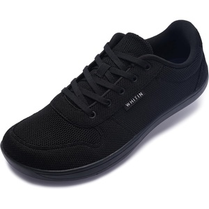 image:imageWHITIN Mens Wide Toe Box Barefoot Sneakers  Breathable Knit Walking ShoesBlack