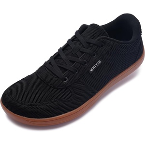 image:imageWHITIN Mens Wide Toe Box Barefoot Sneakers  Breathable Knit Walking ShoesBlack Gum