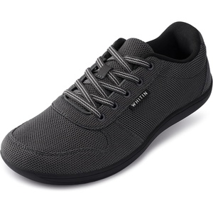 image:imageWHITIN Mens Wide Toe Box Barefoot Sneakers  Breathable Knit Walking ShoesGrey Black