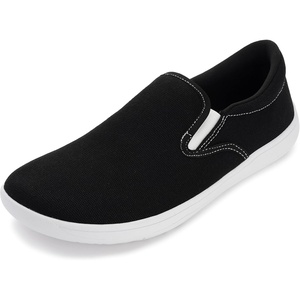 image:imageWHITIN Mens Wide Toe Box Slip on Barefoot Shoes  Minimalist Sneakers  Zero Drop SoleW863  Black White