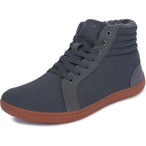 image:imageWHITIN Mens Wide Winter Barefoot Shoes  Hitop Minimalist Sneakers  Zero Drop Sole  Optimal WarmthW826  Grey Gum