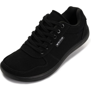 image:imageWHITIN Wide Toe Box Barefoot Sneakers for Women  Lightweight Canvas Minimalist ShoesAll Black