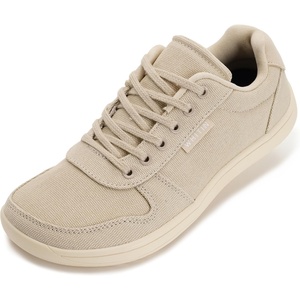 image:imageWHITIN Wide Toe Box Barefoot Sneakers for Women  Lightweight Canvas Minimalist ShoesBeige