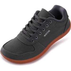 image:imageWHITIN Wide Toe Box Barefoot Sneakers for Women  Lightweight Canvas Minimalist ShoesGrey Gum