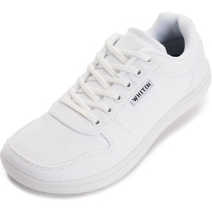 image:imageWHITIN Wide Toe Box Barefoot Sneakers for Women  Lightweight Canvas Minimalist ShoesWhite