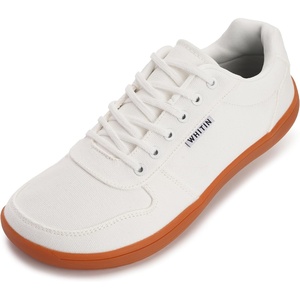 image:imageWHITIN Wide Toe Box Barefoot Sneakers for Women  Lightweight Canvas Minimalist ShoesWhite Gum