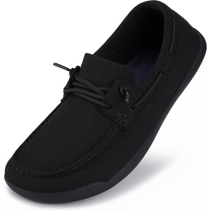 image:imageWHITIN Womens Slip On Barefoot Wide Loafers  LaceUp amp MocToe Casual Boat ShoesBlack