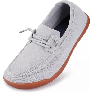 image:imageWHITIN Womens Slip On Barefoot Wide Loafers  LaceUp amp MocToe Casual Boat ShoesLight Grey