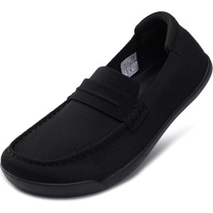 image:imageWHITIN Womens Slip On Penny Loafers Wide Width  Comfortable Knit Flat ShoesBlack