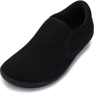 image:imageWHITIN Womens Wide Barefoot Shoes  Elastic VDetail Classic SlipOn  Minimalist Walking SneakersBlack