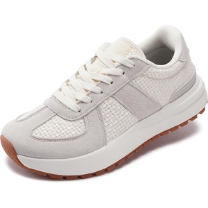 image:imageWHITIN Womens Wide Toe Box Retro Patchwork Sneaker  Cushion Support  Width Walking ShoesLight Grey