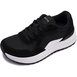 image:imageWHITIN Womens Wide Toe Box Walking Shoes Cushioned Retro Suede Trainers for Daily Wear amp Light ActivityBlack