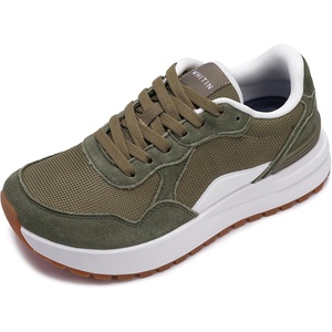 image:imageWHITIN Womens Wide Toe Box Walking Shoes Cushioned Retro Suede Trainers for Daily Wear amp Light ActivityGreen