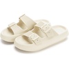 image:imageWHITIN Slides for Women Men Double Buckle Adjustable Thick Sole Pillow Slippers Bathroom SandalsBeige