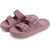 image:imageWHITIN Slides for Women Men Double Buckle Adjustable Thick Sole Pillow Slippers Bathroom SandalsBlush