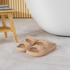 image:imageWHITIN Slides for Women Men Double Buckle Adjustable Thick Sole Pillow Slippers Bathroom SandalsBrown