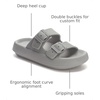 image:imageWHITIN Slides for Women Men Double Buckle Adjustable Thick Sole Pillow Slippers Bathroom SandalsGrey