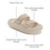 image:imageWHITIN Slides for Women Men Double Buckle Adjustable Thick Sole Pillow Slippers Bathroom SandalsKhaki